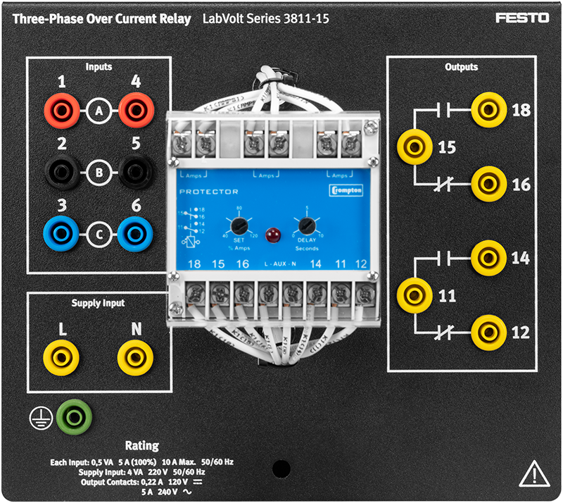 LabVolt Series By Festo Didactic Three Phase Over Current Relay 3811 10