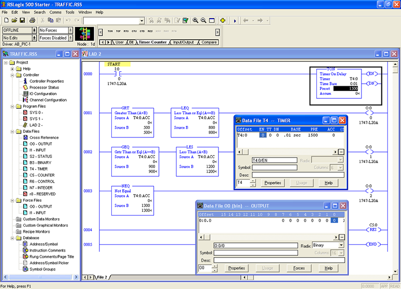 write a ladder logic program for slc 500